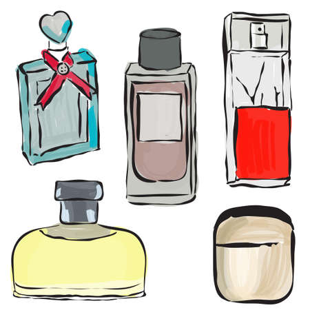Parfume bottles sketch illustration.のイラスト素材