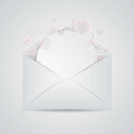 Happy Valentines Day Envelope with Paper Hearts. Vector Illustration.のイラスト素材