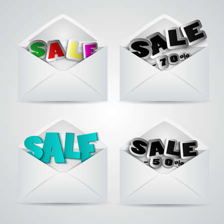 Message. Envelope Design with paper wordsのイラスト素材