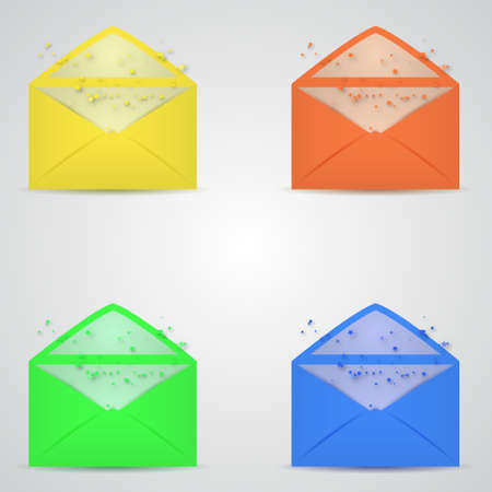 set of four open envelopesのイラスト素材