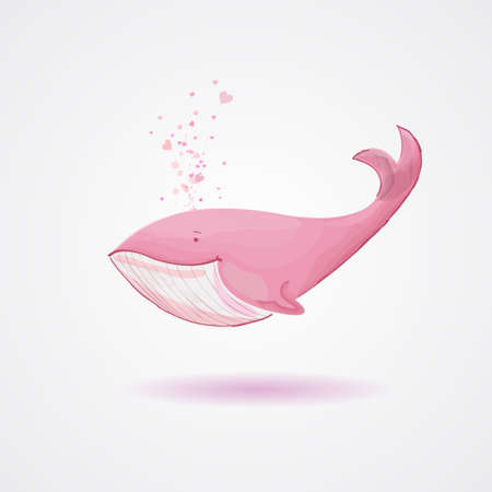 pink whale cartoon isolated over white background. vectorのイラスト素材