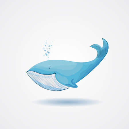 Retro cartoon whale on a white backgroundのイラスト素材