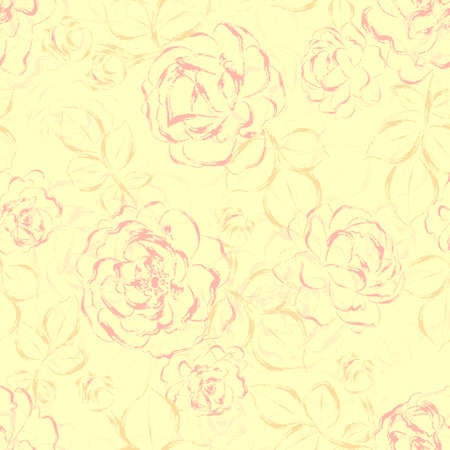 beautiful seamless pattern with garden roses.のイラスト素材