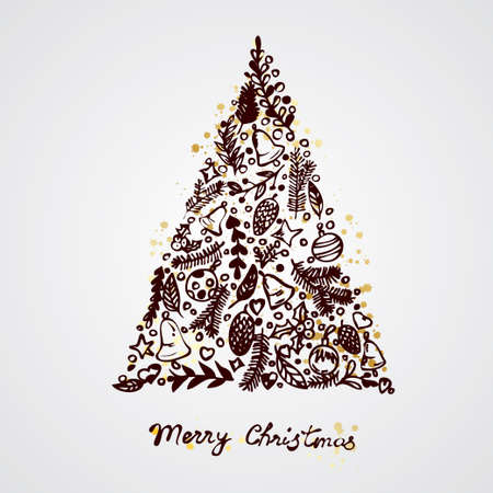 Christmas tree decoration elements compositionのイラスト素材