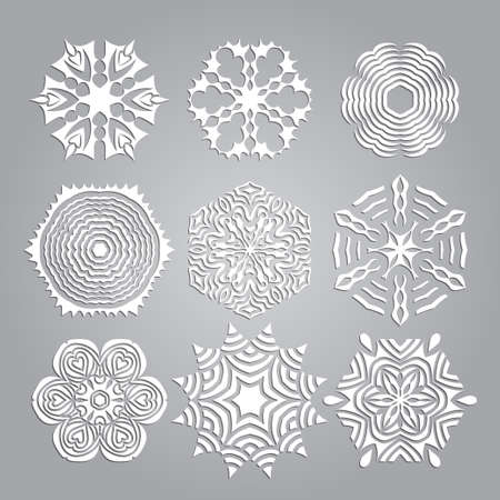 Snowflakes set. Background for winter and christmas theme. Vector illustrationのイラスト素材