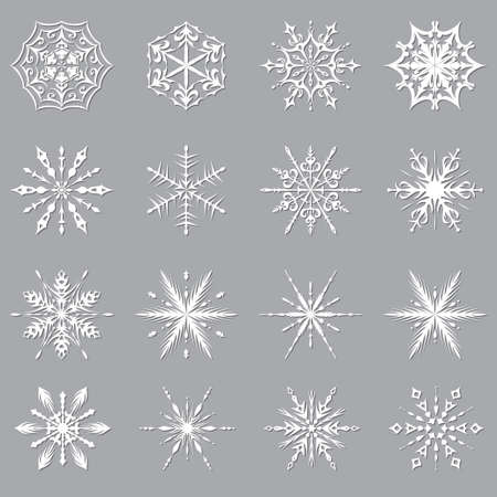 Snowflakes set for winter and Christmas theme vectorのイラスト素材