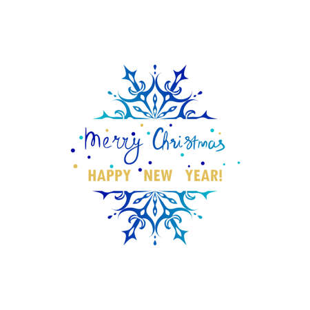 Christmas and New Year card design with snowflakeのイラスト素材