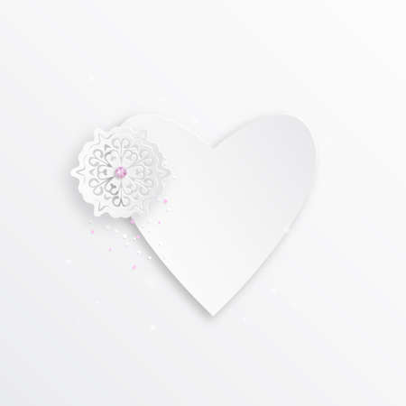 Heart and snowflake from paper for your signature, isolated stylish vector illustration for web designのイラスト素材