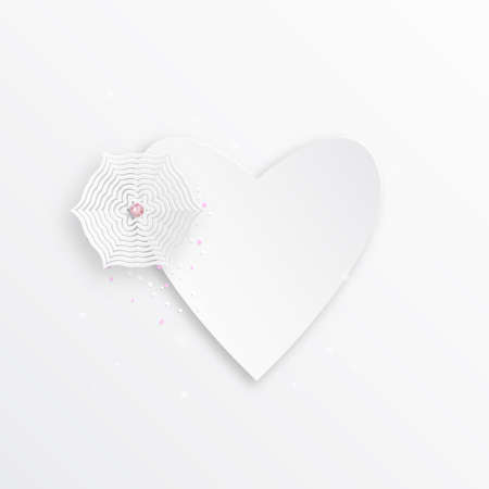 Heart and snowflake from paper for your signature, isolated stylish vector illustration for web designのイラスト素材