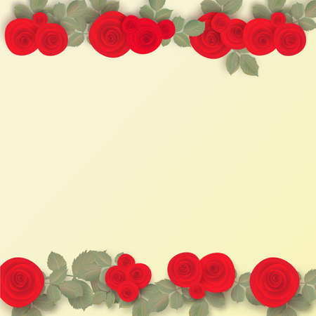 Red roses flowers and green leaves.のイラスト素材