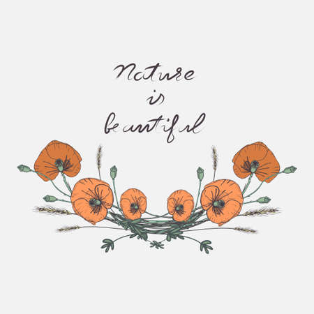 Wreath of wild flowersのイラスト素材