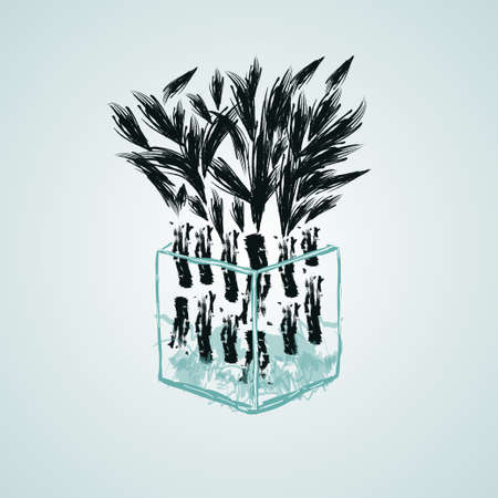 Isolated bamboo plant in vase. Vector illustration, icon, design elementのイラスト素材