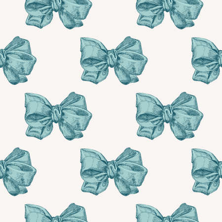 Cute seamless pattern with beautiful hand drawn bows. Vector doodle illustration. Cloth design, wallpaper, wrapping.のイラスト素材