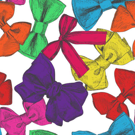 Cute seamless pattern with beautiful hand drawn bows.のイラスト素材