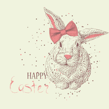 Hand drawn easter rabbit image designのイラスト素材