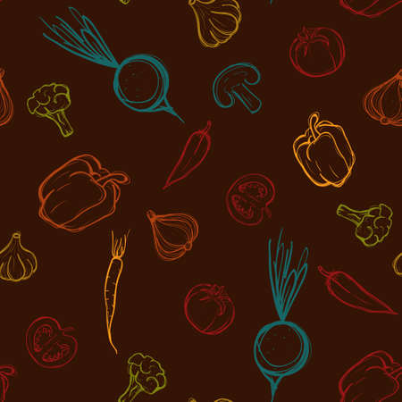 Assorted vegetables seamless pattern. Fresh vegetables backgroundのイラスト素材