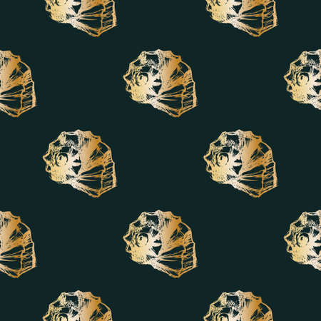 Seamless pattern with seashells. Vector illustration. Hand drawnのイラスト素材