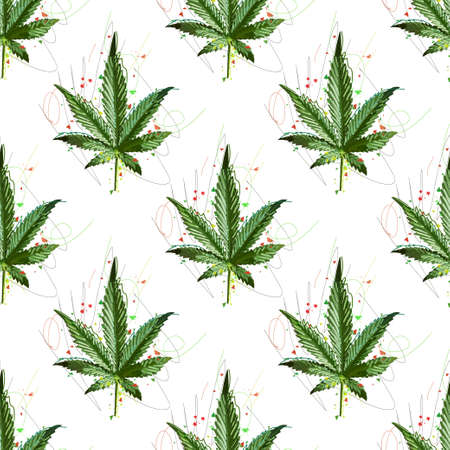 Marijuana Ganja Weed Hemp Leafs Seamless Vector Patternのイラスト素材