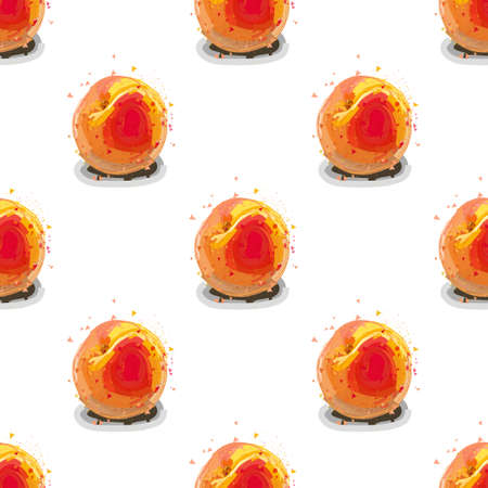 Peaches seamless pattern. Vector illustrationのイラスト素材
