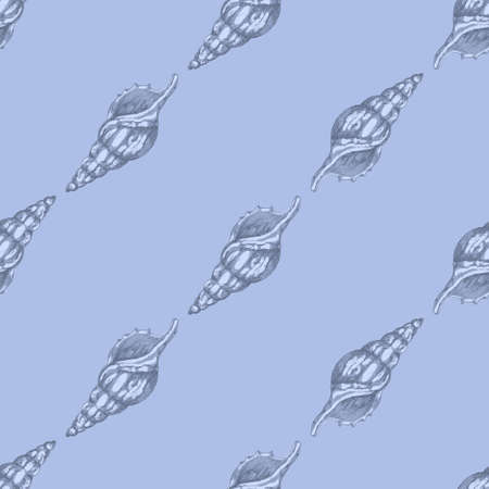 Hand drawn vector illustrations - seamless pattern of seashells. Marine background. Perfect for...