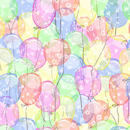 Cartoon balloons seamless pattern. Vector hand drawn illustration.のイラスト素材