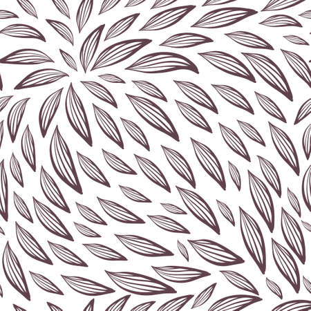 Seamless repeat pattern with leaves in blue on white background. Hand drawn fabric, gift wrap, wall art design.のイラスト素材