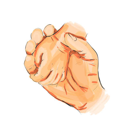 Happy Fathers Day. Father holding child  handのイラスト素材