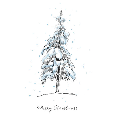 Hand drawing pine. Vector illustrationのイラスト素材