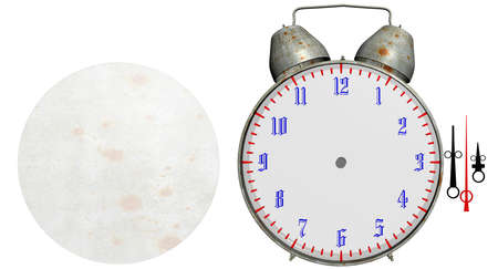 A corroded old alarm clock isolatedの写真素材