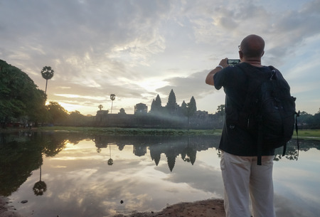 Siem Reap, Cambodia - August 06, 2016:The Angkor Wat Temple in Siem Reap Cambodia.Famous for it's construction process and carving murals.のeditorial素材