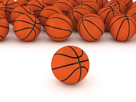 3d basketballs on white ground  の写真素材