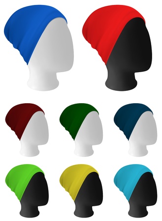 Warm knitted hat on mannequin head templateのイラスト素材