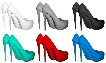 Leather women s high heels shoesのイラスト素材