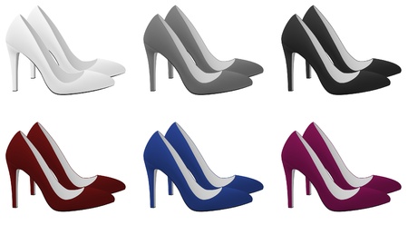 Leather women s high heels shoesのイラスト素材