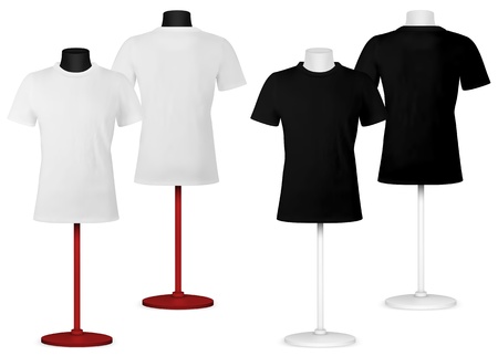 Plain t-shirt on mannequin torso template. Front and back views.のイラスト素材
