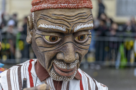 Nice - February 23: male Entertainer in carnival Costum at the Nice Flower Carnival on February 23, 2013 in Nice, Franceのeditorial素材