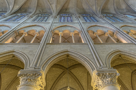Interior Architectural Detail of Notre-dame in Paris, Franceのeditorial素材