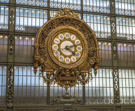 Paris - August 30: Clock inside Orsay Museum in Paris on August 30, 2013 in Paris, Franceのeditorial素材