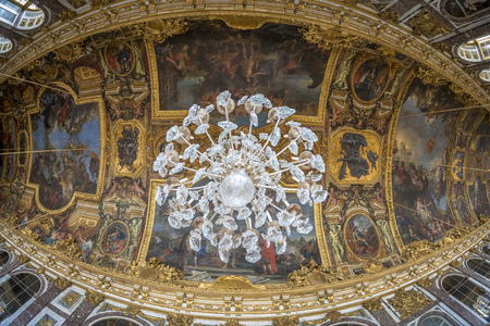 Paris - August 31: Interiors, architectural details an decorated roofs of the Chateau de Versailles on August 31, 2013 in Paris, Franceのeditorial素材