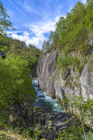 beautiful Norway scenery in a sunny spring dayの写真素材