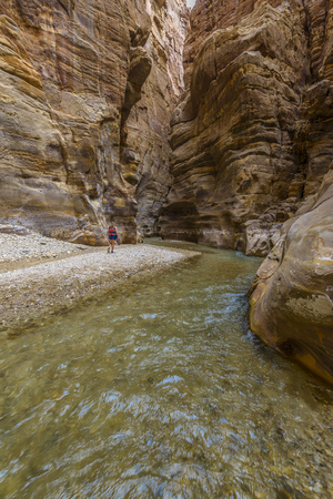 The Mujib Reserve of Wadi Mujib is the lowest nature reserve in the world, located in the mountainous landscape to the east of the Dead Seaの写真素材