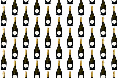 Pattern of champagnes bottles on white background. Pattern for winery or liquor store.の写真素材