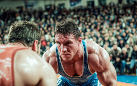 Pghoto of freestyle or greco-roman wrestlers during competitionの素材