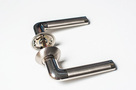 Door handle on white backgroundの写真素材