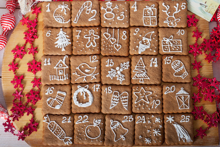 advent calendar, christmas cookiesの写真素材