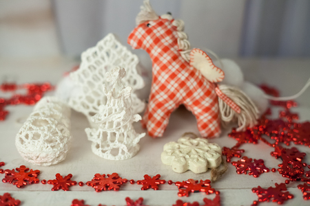 vintage christmas handmade toysの写真素材