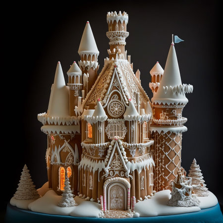 gingerbread christmas castle, winter christmas moodの写真素材
