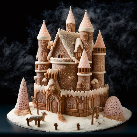 gingerbread christmas castle, winter christmas moodの写真素材