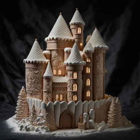 gingerbread christmas castle, winter christmas moodの写真素材