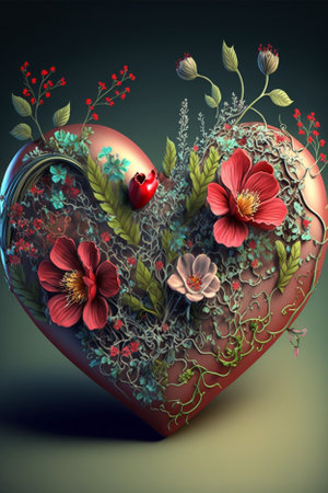 romantic valentine's day card, heart and love decorの写真素材